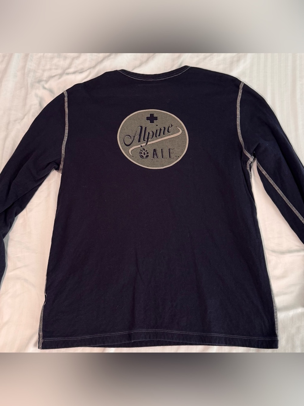 Alp N Rock  Alpine Ale Black Long Sleeve Crewneck Top with Contrast Stitching